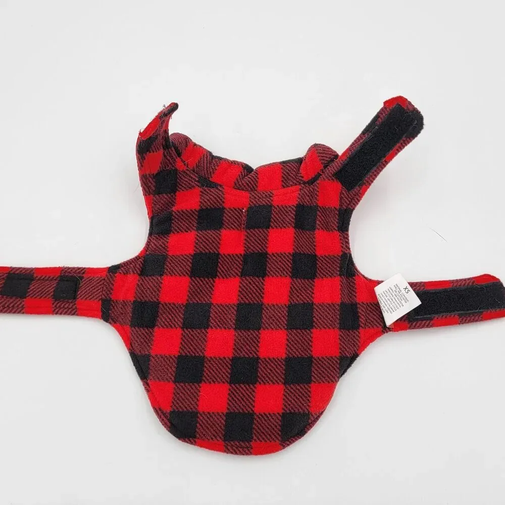Coleman XSmall Buffalo Plaid Gingham Fleece Quilted Dog Coat Camping Holiday